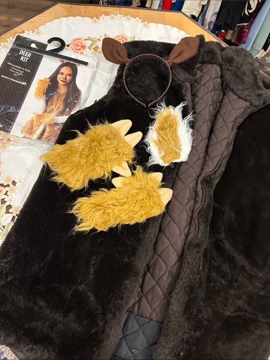 Jackets & Blazers - Deer Halloween costume Brown Faux Fur Women's vest and accessories